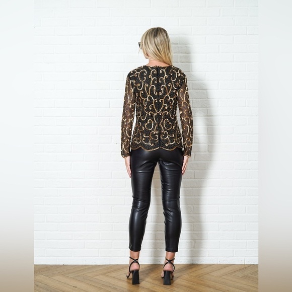Vintage Silk New With Tags Sténay 70s/80s Sequins Beaded Formal Blouse - Picture 14 of 16